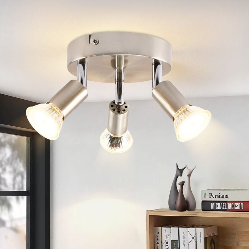 Deckenstrahler led Küchenlampe GU10 - Deckenlampe 3 Flammig Rund Schlafzimmerlampe Modern Flurlampe 350° Deckenleuchte S...