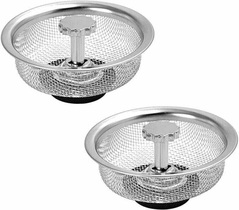 Spülbecken-Sieb, Spülbecken-Abflussstopfen, 2x Edelstahl-Küchenspülen-Sieb für Küchenspüle, Badezimmer, 8,25 cm Durchmes...