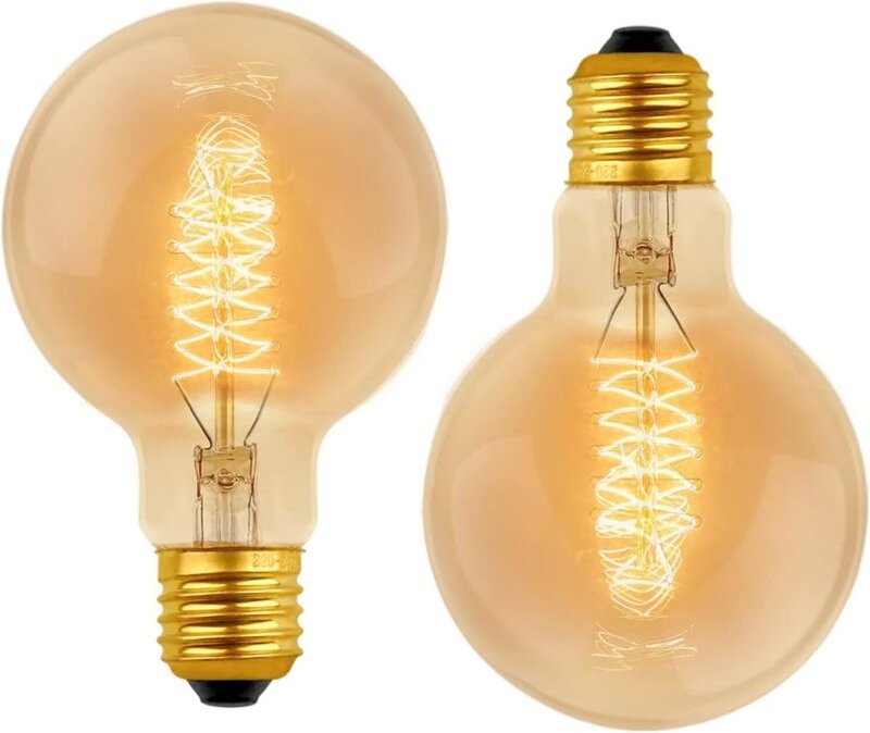 Vintage Globe Glühbirne G80 E27 dimmbar 60W Warmweiß 2700K, 600lm, Retro Glühlampe Deko Glühbirnen E27 Spiral Wolframfad...