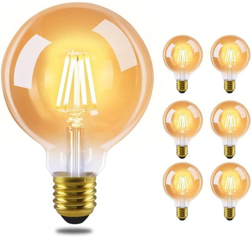 Thumbnail - Gbly - Los mit 6 led Glühbirne E27 Vintage Lampe G80 Warmweiss Filament Leuchtmittel 2700K 4W Edison Retro Glühlampe War...