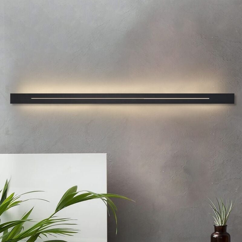 Wandleuchte Innen Wandlampe led - Modern Schlafzimmer 100CM Flurlampe Warmweiß 31W Schwarz Treppenhauslampe Wandbeleucht...