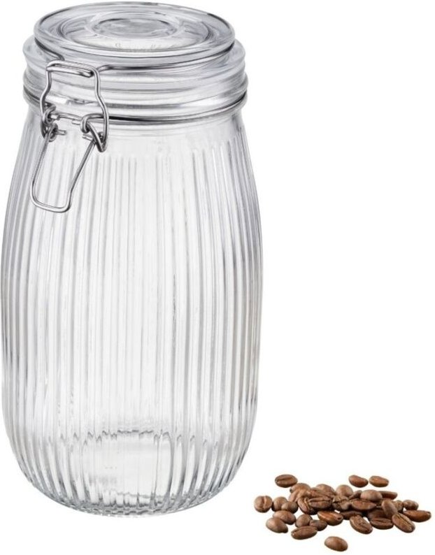 Thumbnail - Hermetischer Glasbehälter, Linoleumglas 1450 ml, Glasdeckel, Metallschnalle, Silikondichtung