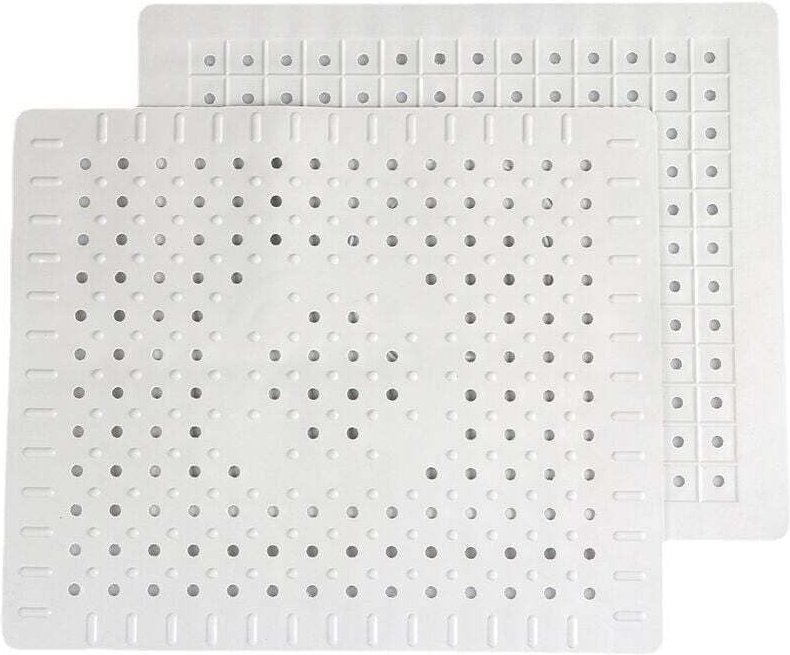 Weißes Set mit 2 langlebigen, rutschfesten Gummi-Schutzmatten für die Küchenspüle, leicht zu reinigen und selbst zuzusch...