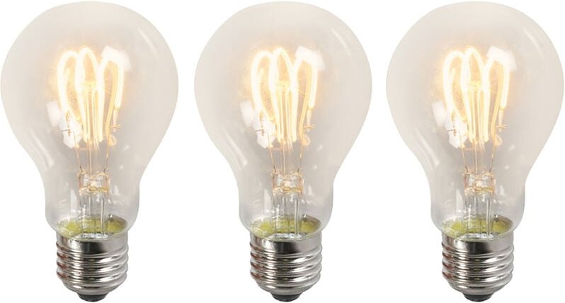Luedd - Set mit 3 E27-LED-Lampen mit gedrehtem Glühfaden, A60, klar, 3 w, 210 lm, 2200 k