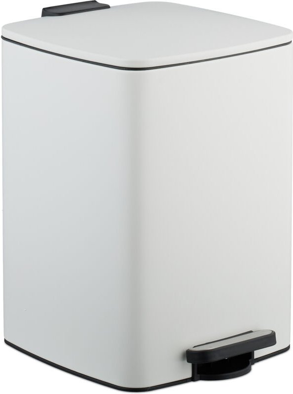 Relaxdays - Mülleimer Küche, 20 Liter, entnehmbarer Inneneimer, Fußpedal, mit Müllbeutel, Tretmülleimer, Eisen, weiß