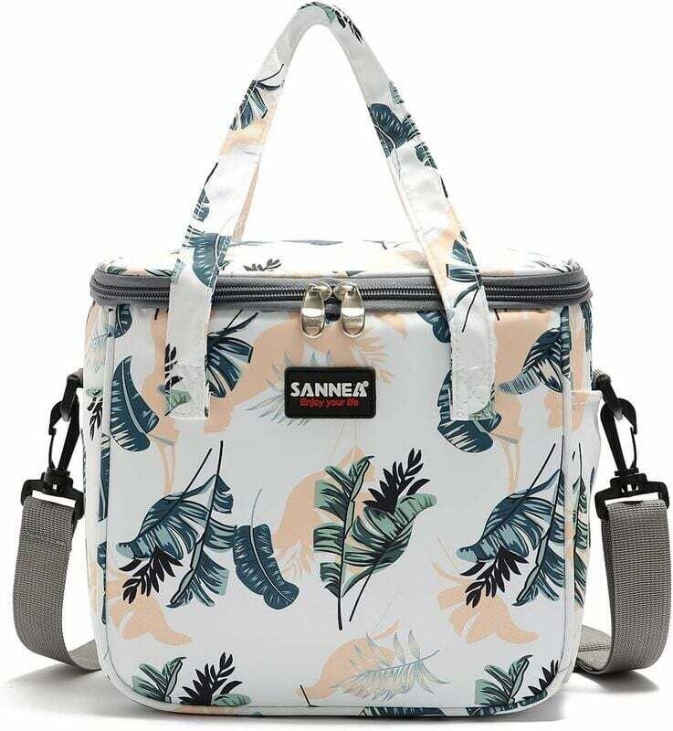 Isolierte Lunchtasche für Damen, wiederverwendbare Kühltasche mit verstellbarem Riemen und Reißverschluss für Damen und ...