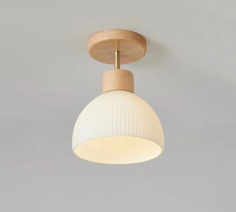 Kcvv - Kleine Glasdeckenleuchte im japanischen Stil für Zuhause, Holzkunst, Deckenleuchte mit Unterputzmontage, nordisch...