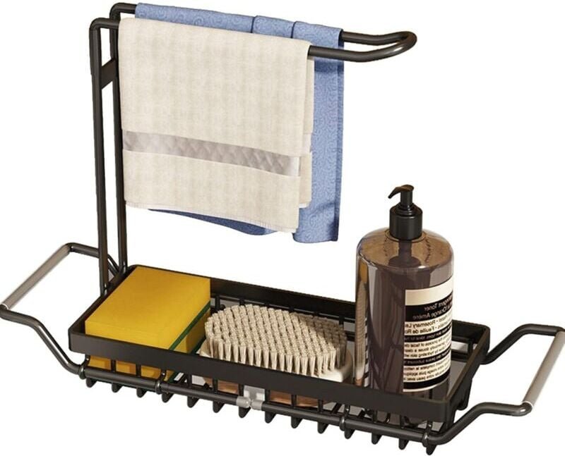 Thumbnail - Kitchen Organizer, Sink Sponge Holder Kitchen Rack Stainless Steel Sink Storage with Towel Rack Telescopic Sink Sponge H...