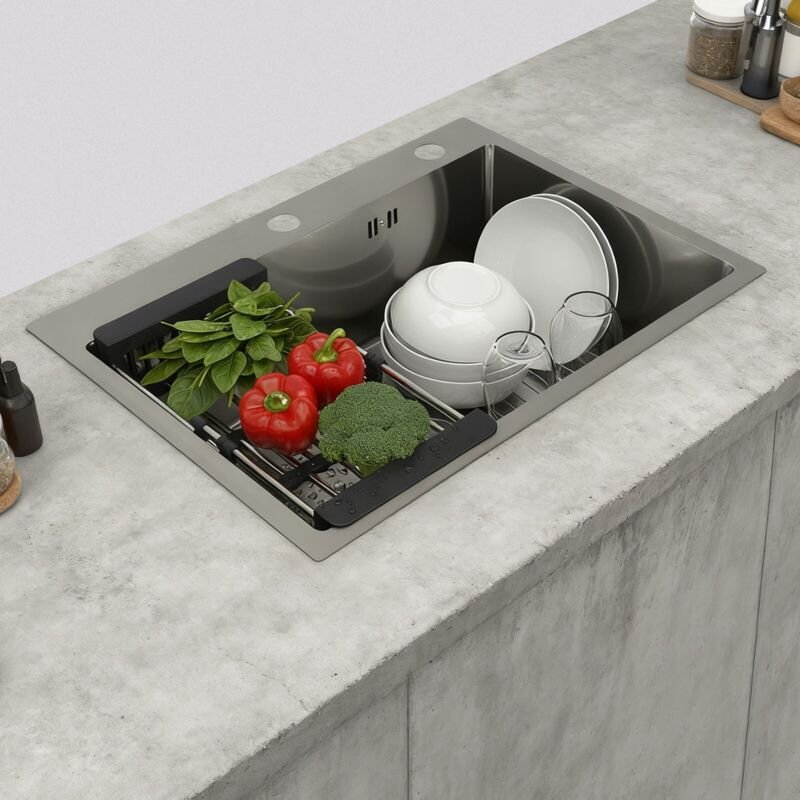 60x45 cm Küchenspüle Edelstahl Einbauspüle Spülbecken