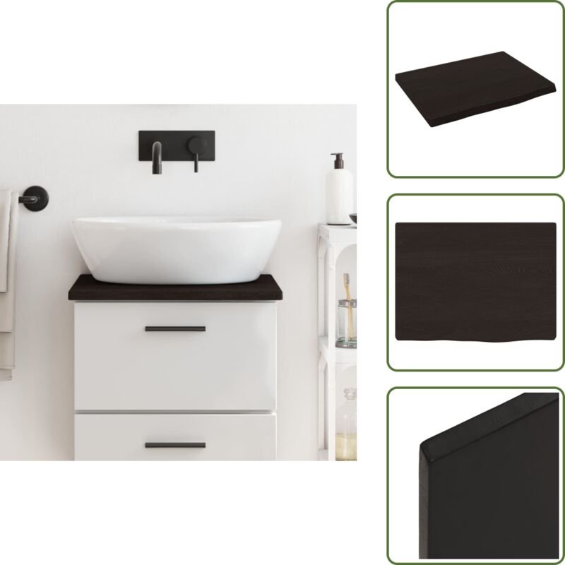 The Living Store Waschtischplatte Dunkelbraun 40x30x2 cm Massivholz Behandelt - Eichenholz Waschtischplatte