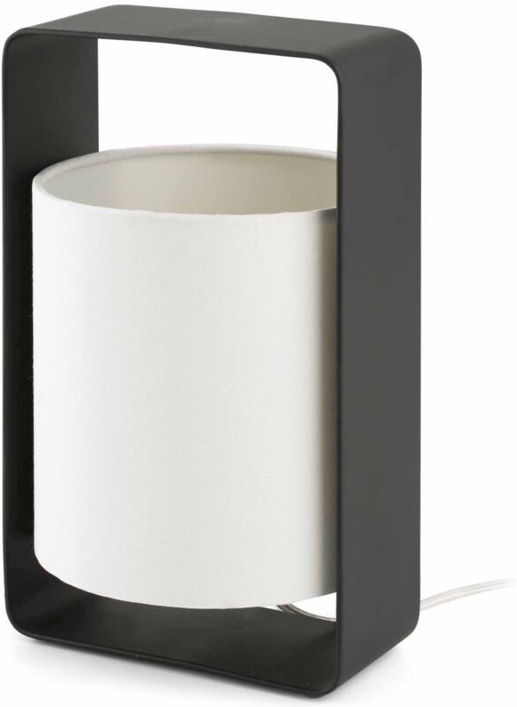 Faro Lula - 1 leichte kleine Tischlampe weiß, schwarz mit weißem Schirm, E27