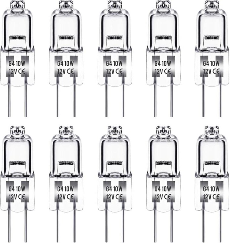 ZVD - 10er-Pack G4 12 v 10 w Halogenlampen – Warmgelb 2700 k – Dimmbar – Klares Kapsellicht