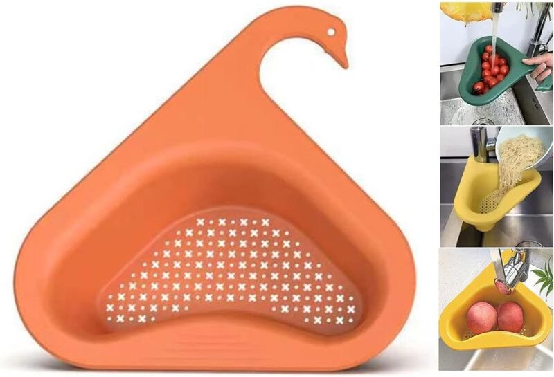 Blue Dream - Verdickter dreieckiger Spülbeckenhalter, Schwanenförmiger Spülbecken-Siebkorb, Küchenabflussregal, Aufbewah...