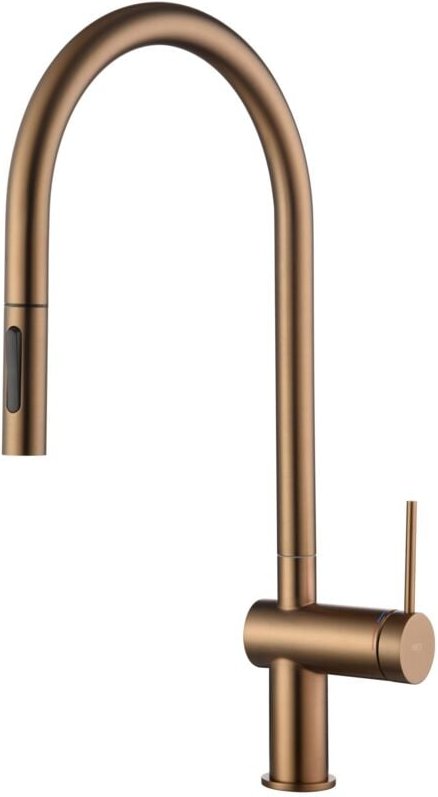 IMEX Spültischmischer aus Messing und Edelstahl in gebürstetem Rosegold 35 mm Einhebelkartusche Kaltstartfunktion und Do...