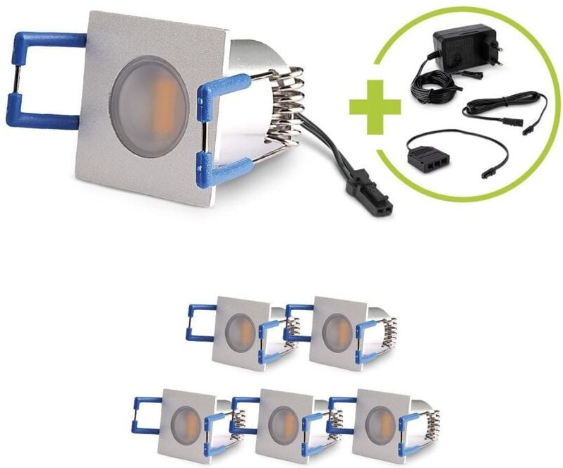 LED Mini Einbauspot 1.5W 12V 3000K IP20 - Form: eckig 30x30mm - Anzahl: 6x