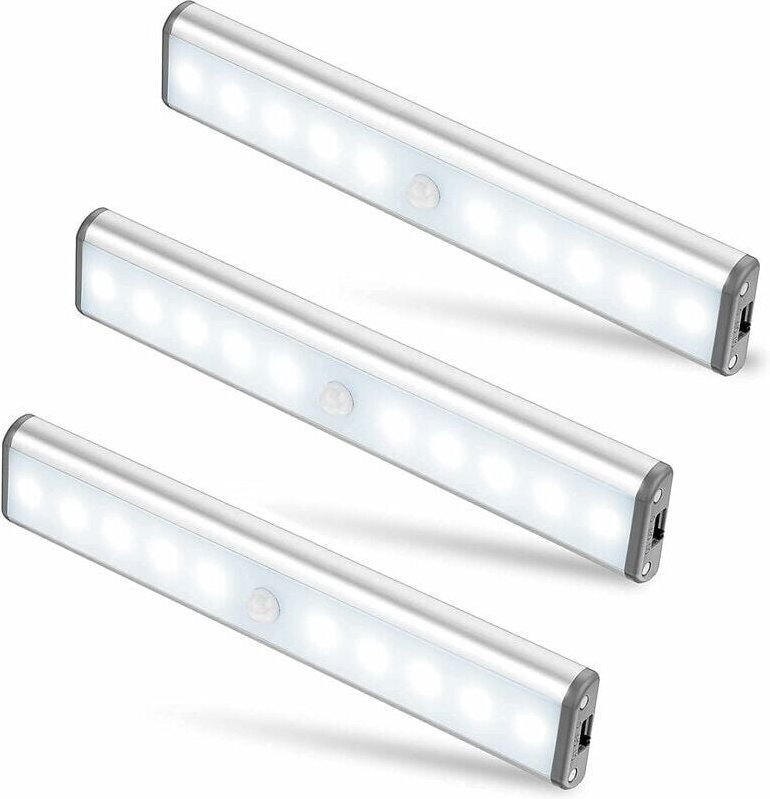 Thumbnail - Shmshng - 3er Set 10 led Lampen, Kabellos, usb Wiederaufladbar, Magnetisch, Bewegungsmelder, 2 Leuchtmodi, Tragbar. Schr...