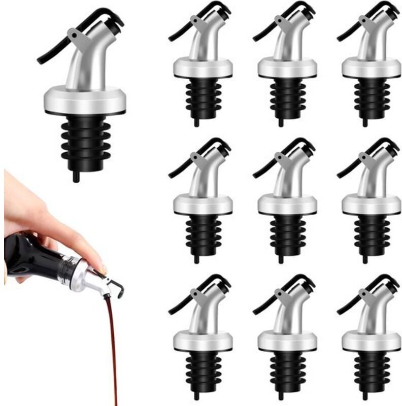 Allecto Plus – Set mit 10 Kunststoff-Ausgießern und Staubkappen für Ölflaschen Auslaufsichere Flaschen und Ausgießer für...