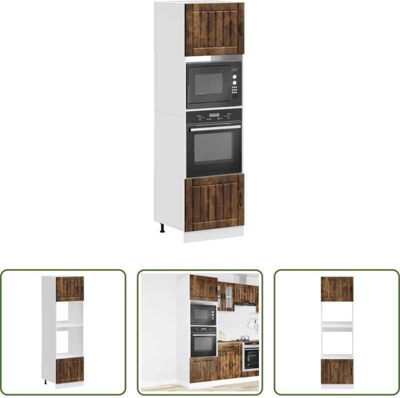 vidaXL Holzschrank - Herdumbauschränke 2 Stk. Lucca Räuchereiche Holzwerkstoff