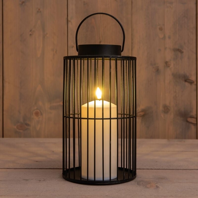 Spetebo - Metall Laterne mit led Kerze mit Timer für Außen und Innen - 26 x 15 cm - Dekoleuchte warm weiß Batterie betri...