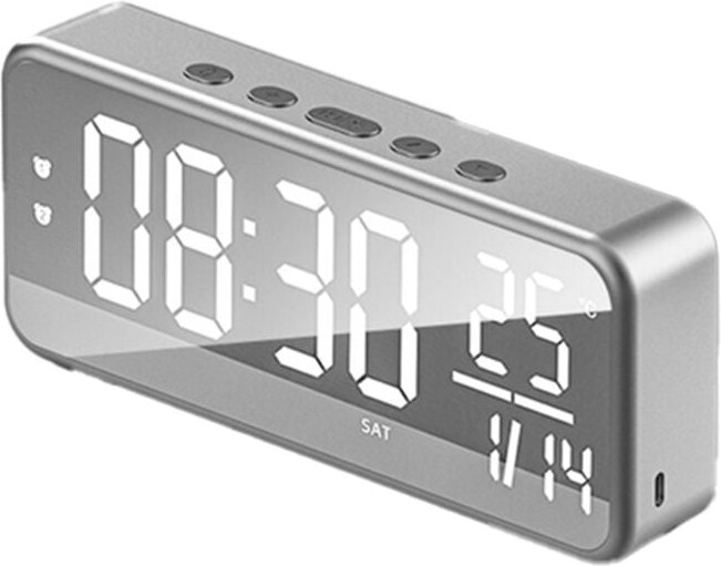 Smart Sound Wecker led Musik Wandmontage Schreibtisch Student Temperaturanzeige Dunkelgrau