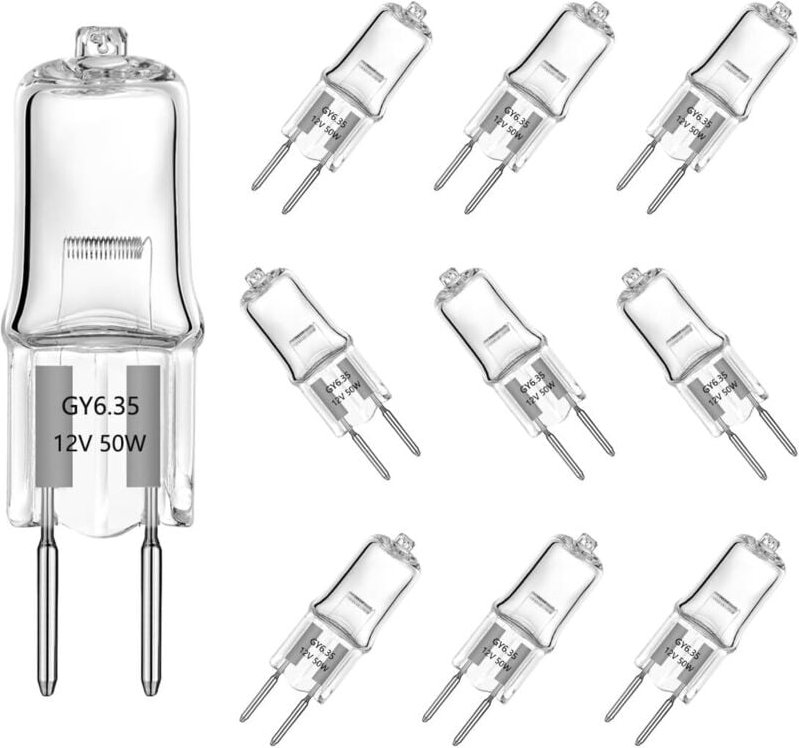 G6.35 Halogenlampen, 50 W, 12 V, 650 lm, Halogenlampe, GY6.35 Halogen-Stiftsockellampe für Kronleuchter, Landschaftsbele...
