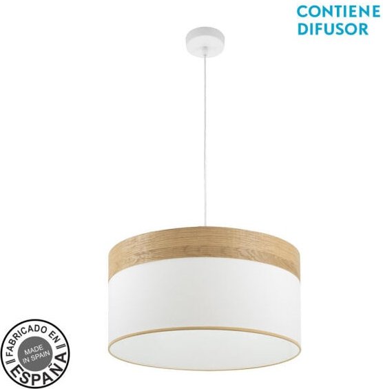 Senko - fabrilamp Cloe Pendelleuchte 2xE27 Weiß/Weiß-Weiß-Holz Regx50x50 cm