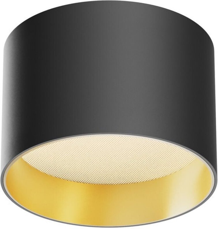 Maytoni Vega Oberflächenmontiertes Downlight, Schwarz und Mattgold, 3000 K, 580 lm