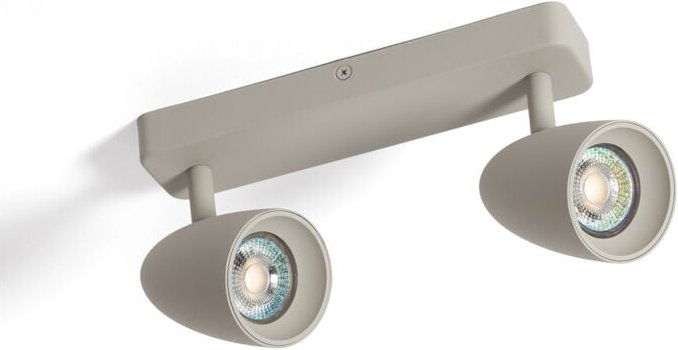 Efectoled - Deckenleuchte Aluminium Rechteckig Adrien 2 Strahler Steingrau