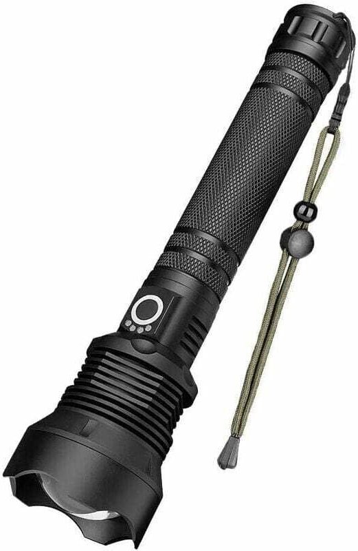 LED-Taschenlampe, 90000 Lumen XHP70 Ultra-leistungsstarke, verstellbare, zoombare, wasserdichte Taschenlampe, USB-wieder...