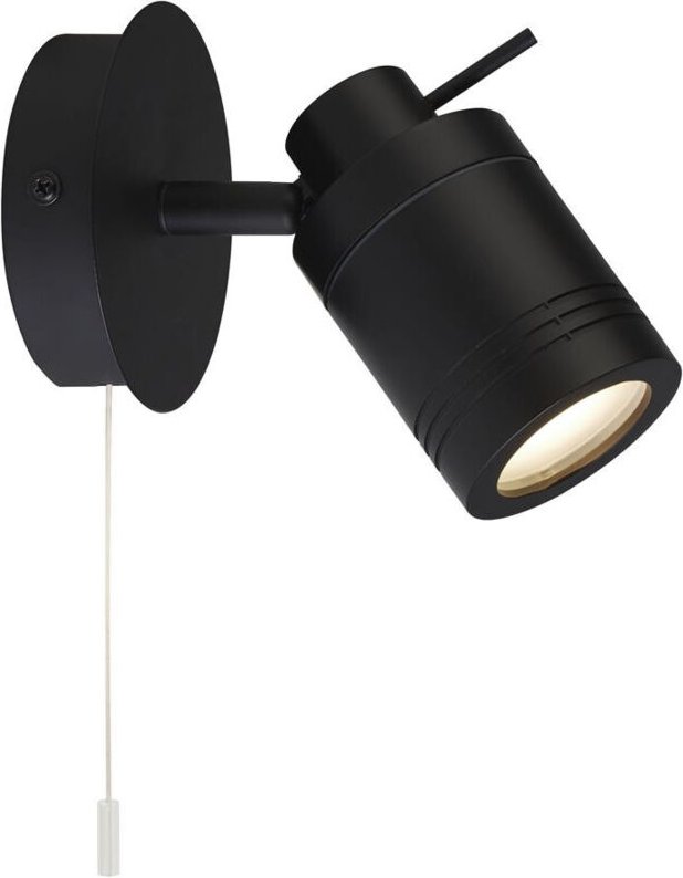 Searchlight - Wandleuchte Wandstrahler Spotlampe 1xGU10 Zugschalter schwarz matt Edelstahl