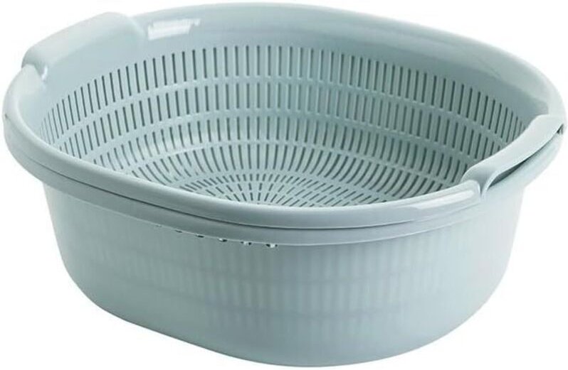 Küchen-Abtropfkorb / Sieb, doppellagig, aus Kunststoff, für Gemüse, Obst und Reis, mintgrün