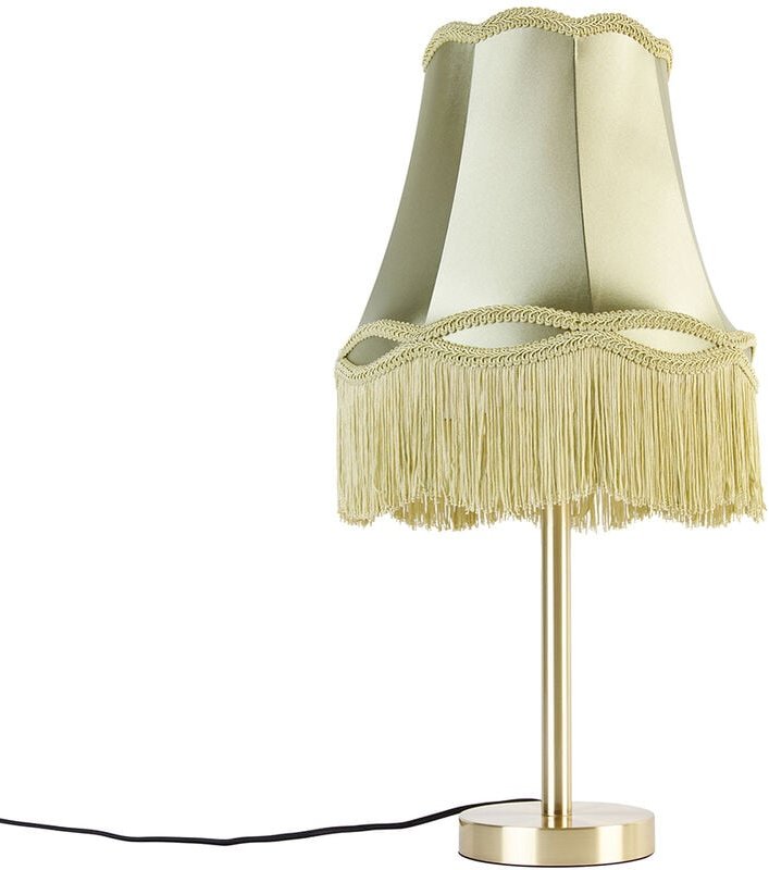 Klassische Tischlampe Messing mit Granny Shade grün 30 cm - Simplo