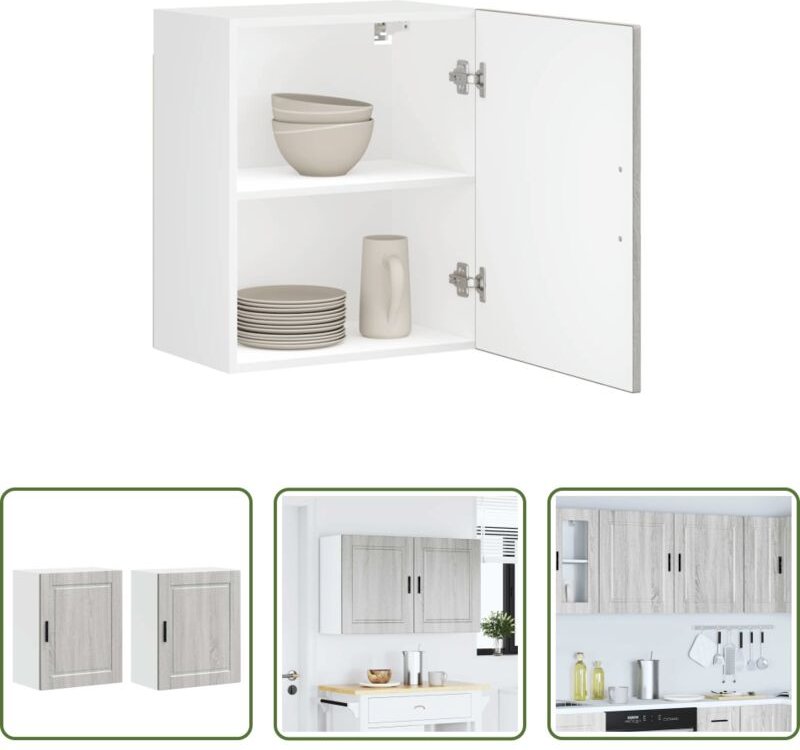 vidaXL Wandmontage - Küchen-Hängeschränke 2 Stk. Porto Grau Sonoma Holzwerkstoff