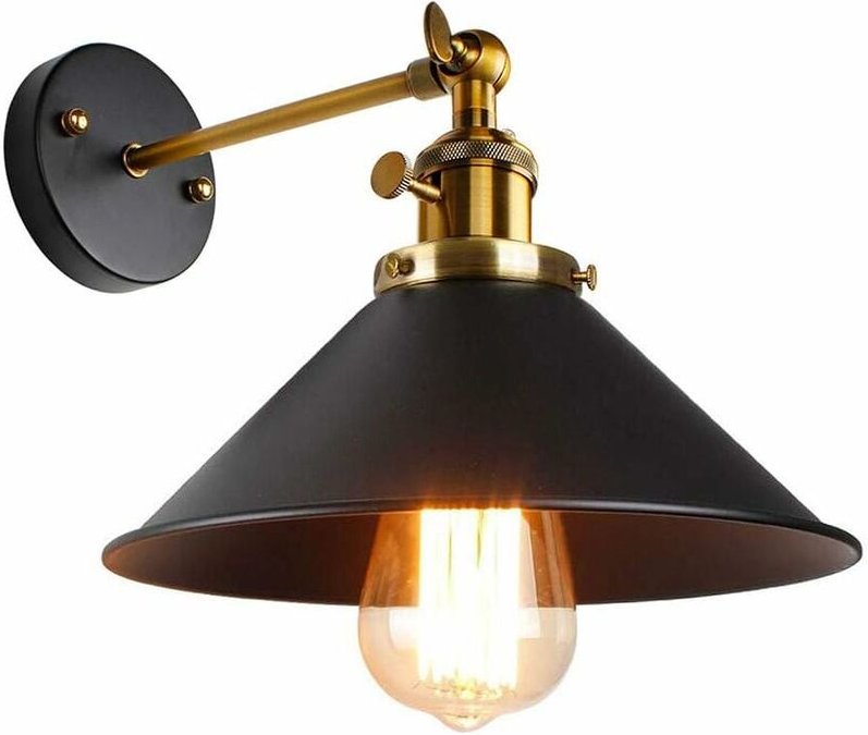 Verstellbare industrielle Vintage-Wandleuchte, industrielle Wand-Deckenleuchte aus schwarzem Metall, Retro-Innenleuchte ...