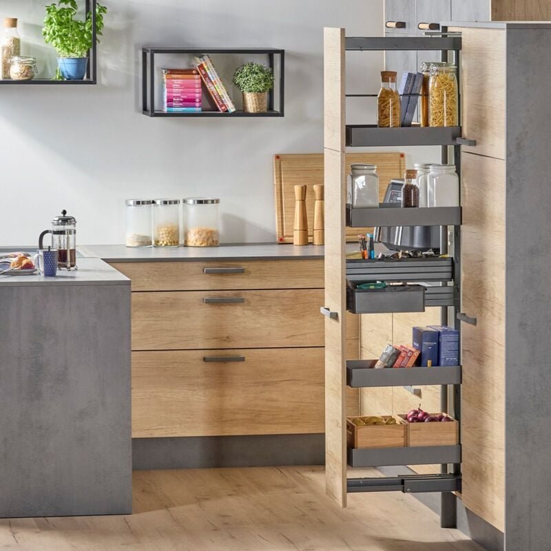 SOTECH Dispensa-X Apothekerauszug ANTHRAZIT, Tragkraft 100 kg, Höhe von 1600-2000 mm, 5 Tablare für 400 mm Schrankbreite