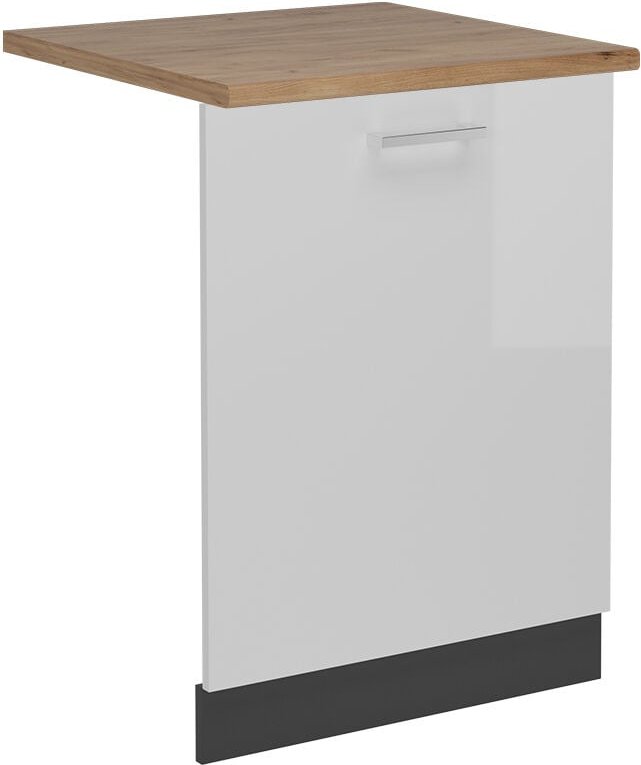 Vicco - Geschirrspülblende R-Line, Weiß Hochglanz, 60 cm , ap Eiche