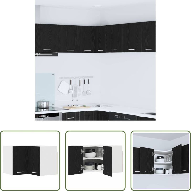 Holzschrank - Hängeschrank Schwarze Eiche und Weiß 57 x 57 x 40 cm