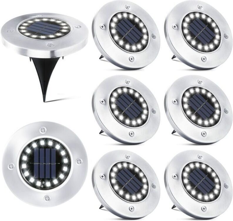 16 LED-Solar-Außenleuchten – 8 wasserdichte Solar-Gartenstrahler für Wege, Terrassen, Höfe, Rasenflächen, Gartenbeleucht...