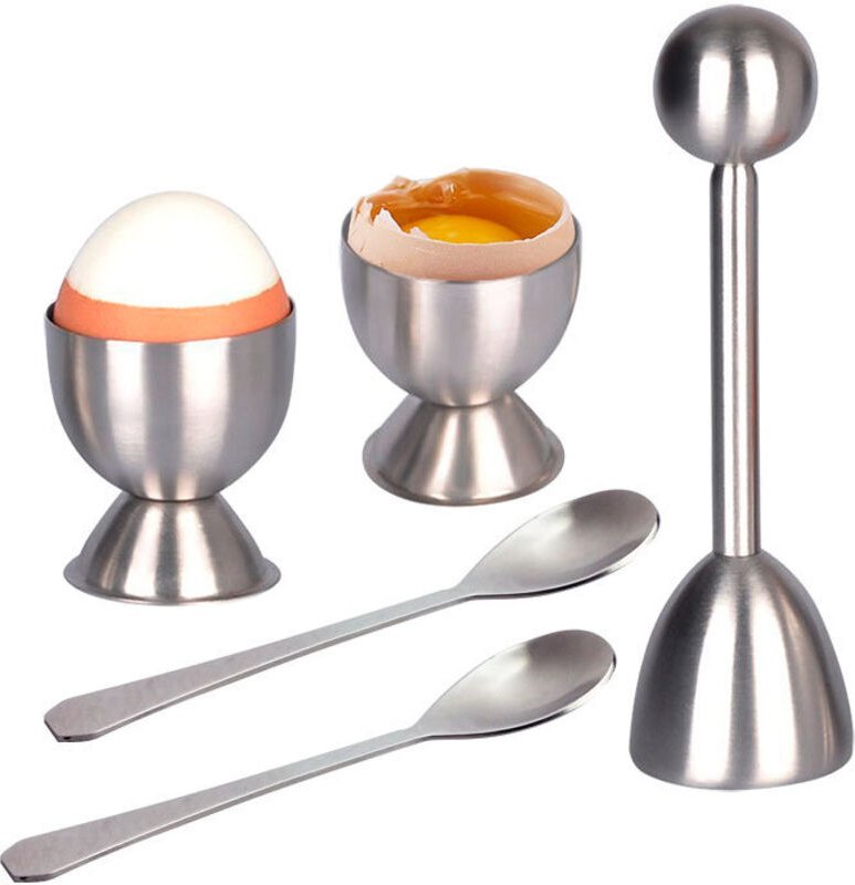 Eierbecher, Eierschneider, Schalenöffner, Eierhalter aus Edelstahl 304, Küchenwerkzeug-Set, Messer und Utensilien, Schne...