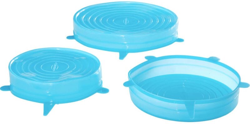 Thumbnail - Durandal Silikondeckel 3er-Set groß blau 14,5 cm, 16,5 cm und 21,5 cm.