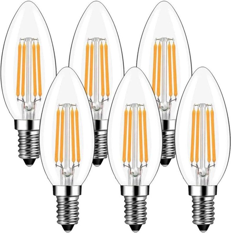 E14 4W 2700K Warmweiße LED-Kerzenbirne, kleine Schraubfassung, nicht dimmbar, 6er-Pack
