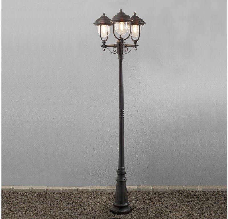 Konstsmide - led Straßenlaterne Kandelaber im Landhausstil, 3 flammig, schwarz, Höhe 218cm
