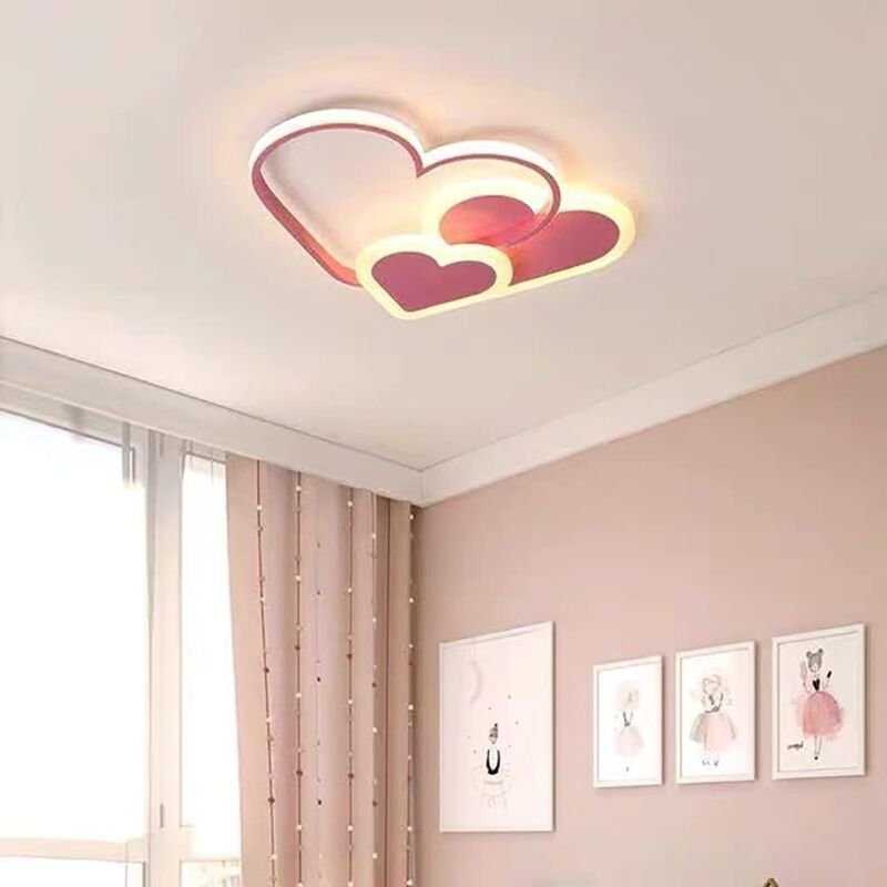 Kinderzimmer Deckenlamp, 52CM Dimmbare LED-Deckenleuchte Modern Kreative Liebe Herz Design Deckenlampe Mit Fernbedienung...