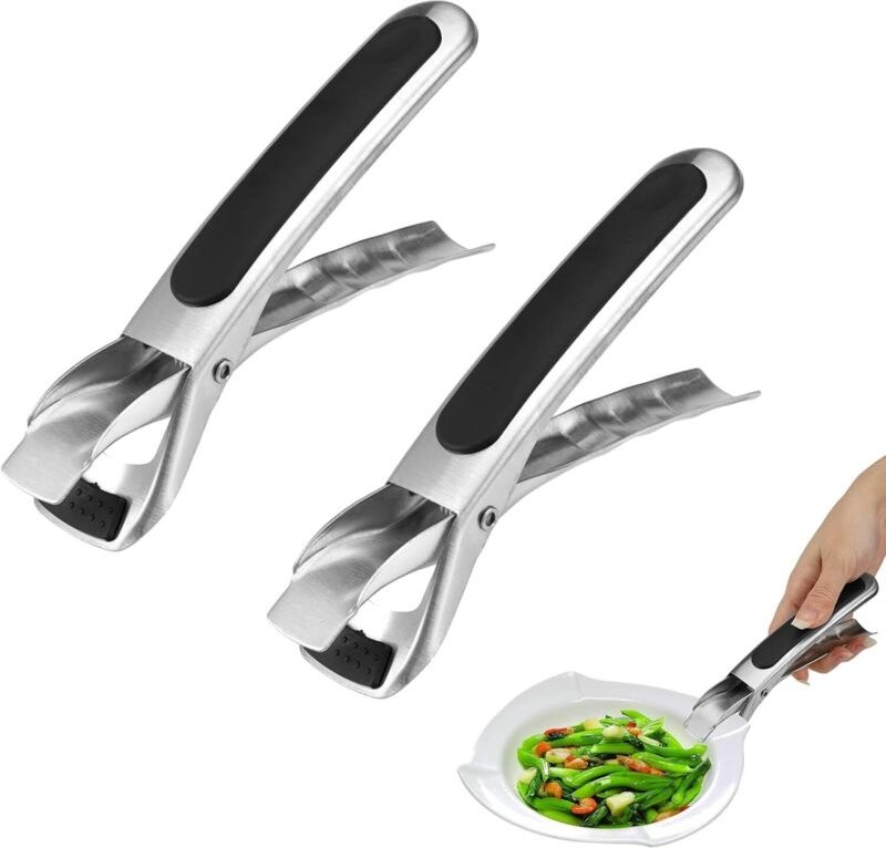 2-teiliger Heißgetränke-Greifer, rutschfest, hitzebeständige Edelstahlzange, Heißluftfritteusenzange, hitzebeständiger K...