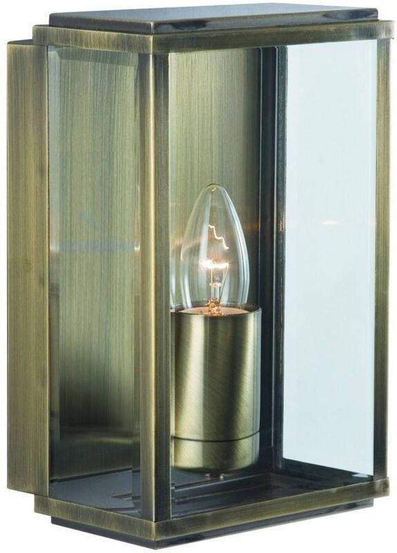 Searchlight - Box - 1 Licht Außenwandleuchte Antik Messing, IP44, E27