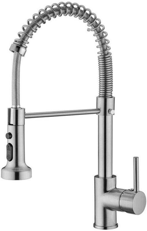 1/2" Edelstahl-Schwenkarmatur für Küchenspülen, federbelastet für Warm- und Kaltwasser