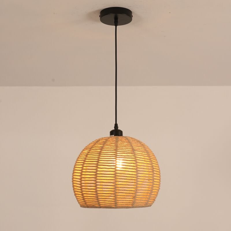 COMELY Designer-Hängeleuchter aus geflochtenem Seil, 30 x 30 x 150 cm, Schwarz und Braun, E27-Fassung (Leuchtmittel nich...