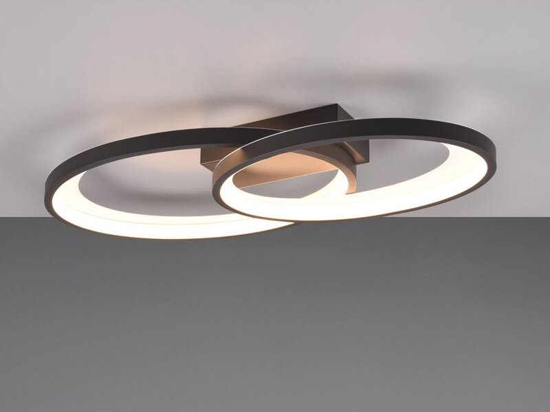 Reality Leuchten - Große led Deckenleuchte malaga 2 Ringe Schwarz, Breite 57cm