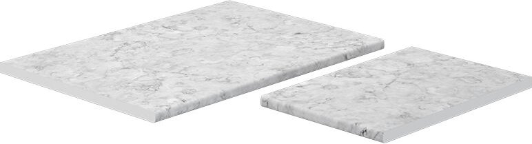Vicco - Küchenarbeitsplatte R-Line, Marmor Weiß, 114 cm (passend für 87x87 Eckschrank)