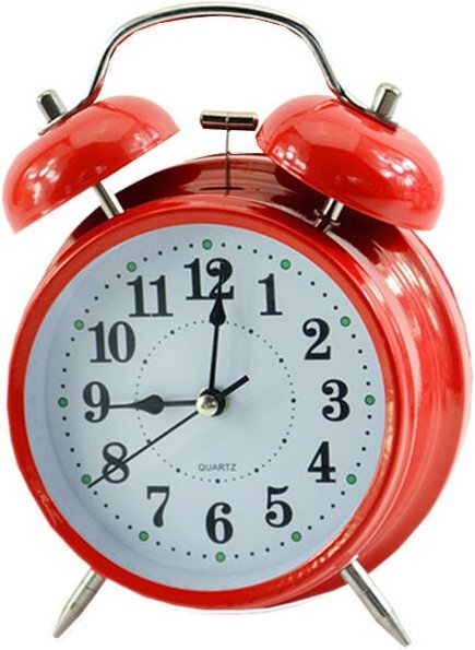 Lntyq Analoger Wecker, 4 Zoll, Doppelglocke, Vintage-Rot, leise, nicht tickend, Quarz, batteriebetrieben, extra laut, mi...